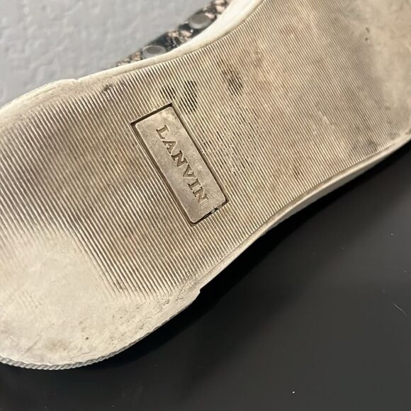 LANVIN Women's Bi-Color Leather Snakeskin Sneaker with Cap Toe, Size 37 (6.5 US) - Picture 10 of 13